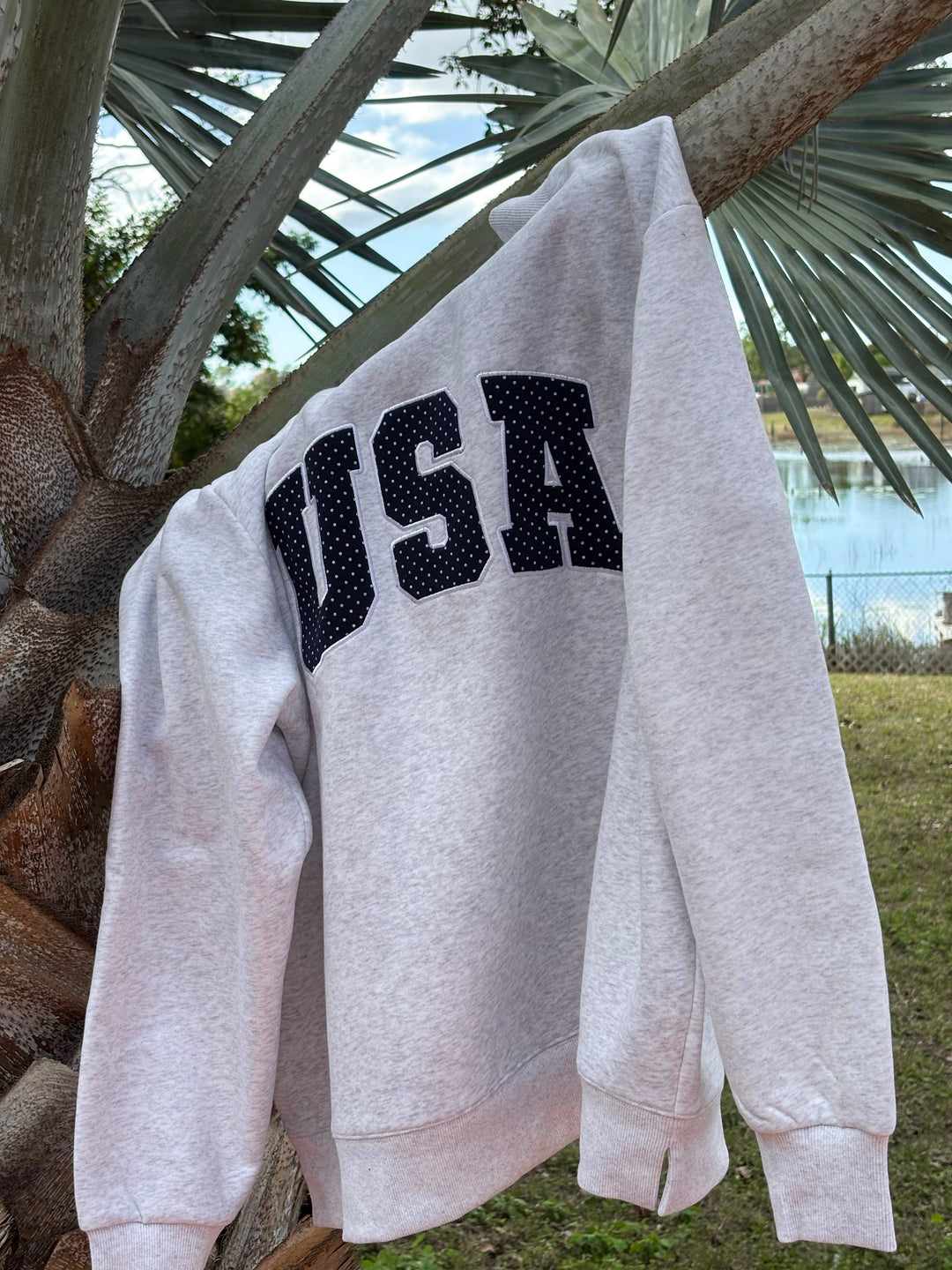 Navy Polka Dot USA Mockneck