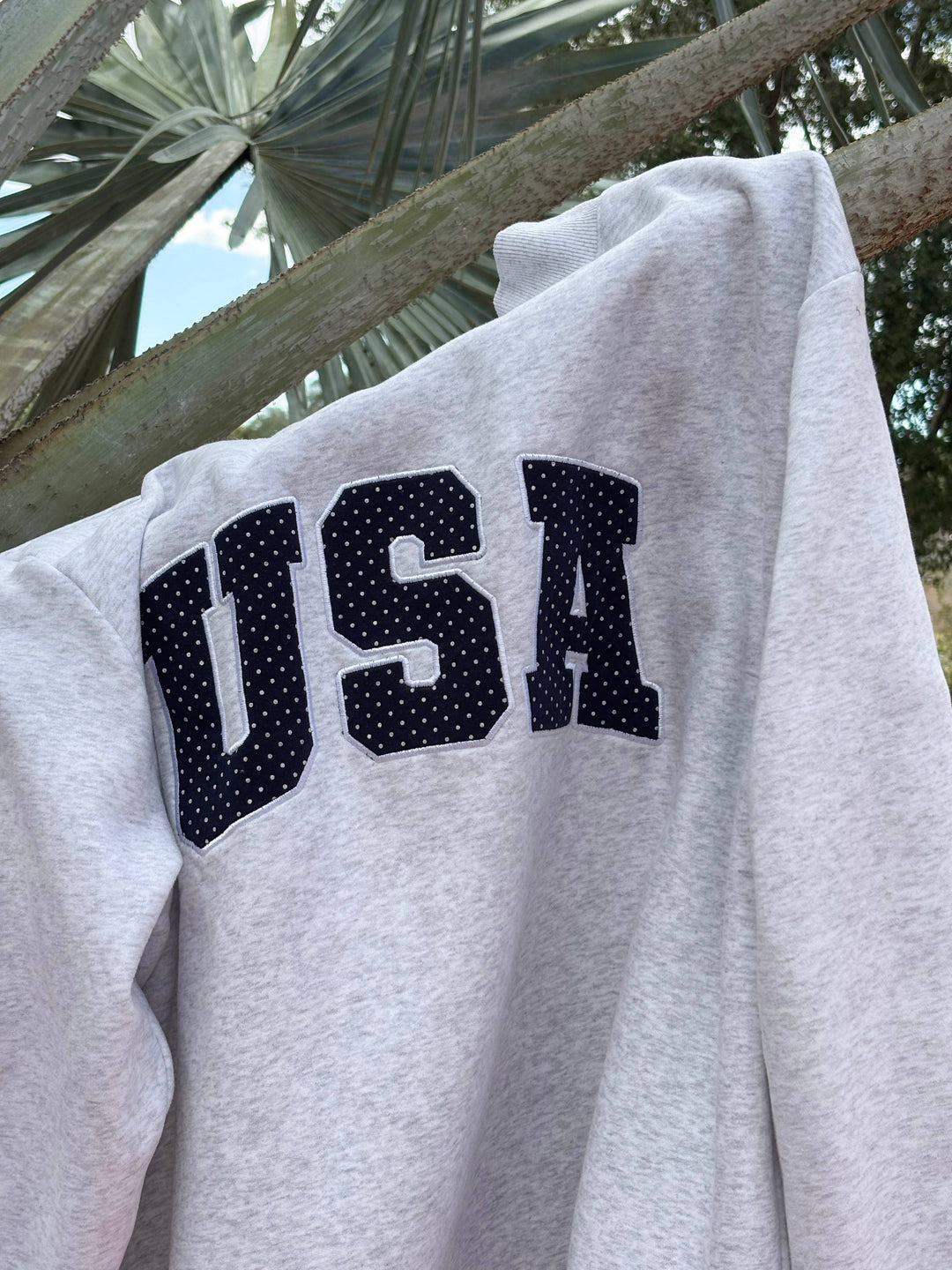 Navy Polka Dot USA Mockneck