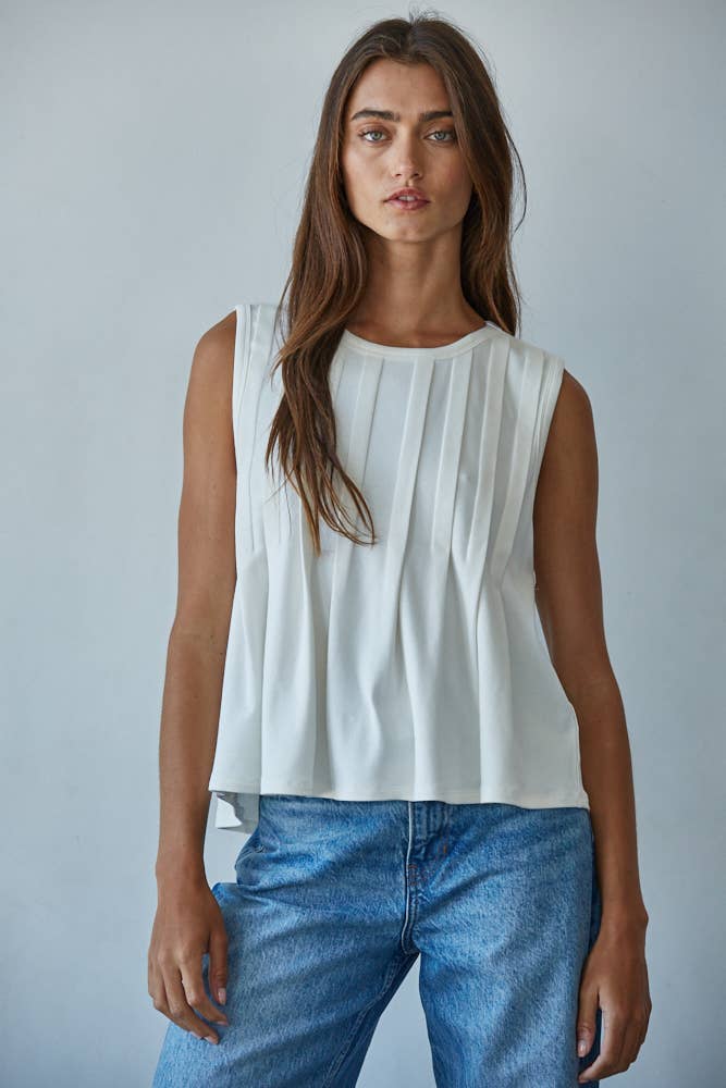 Chloe Jersey Pleated Front Tank