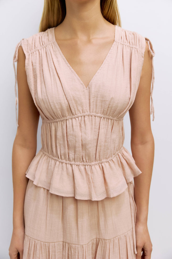 Cleo Top | Gathered Sleeveless Blouse