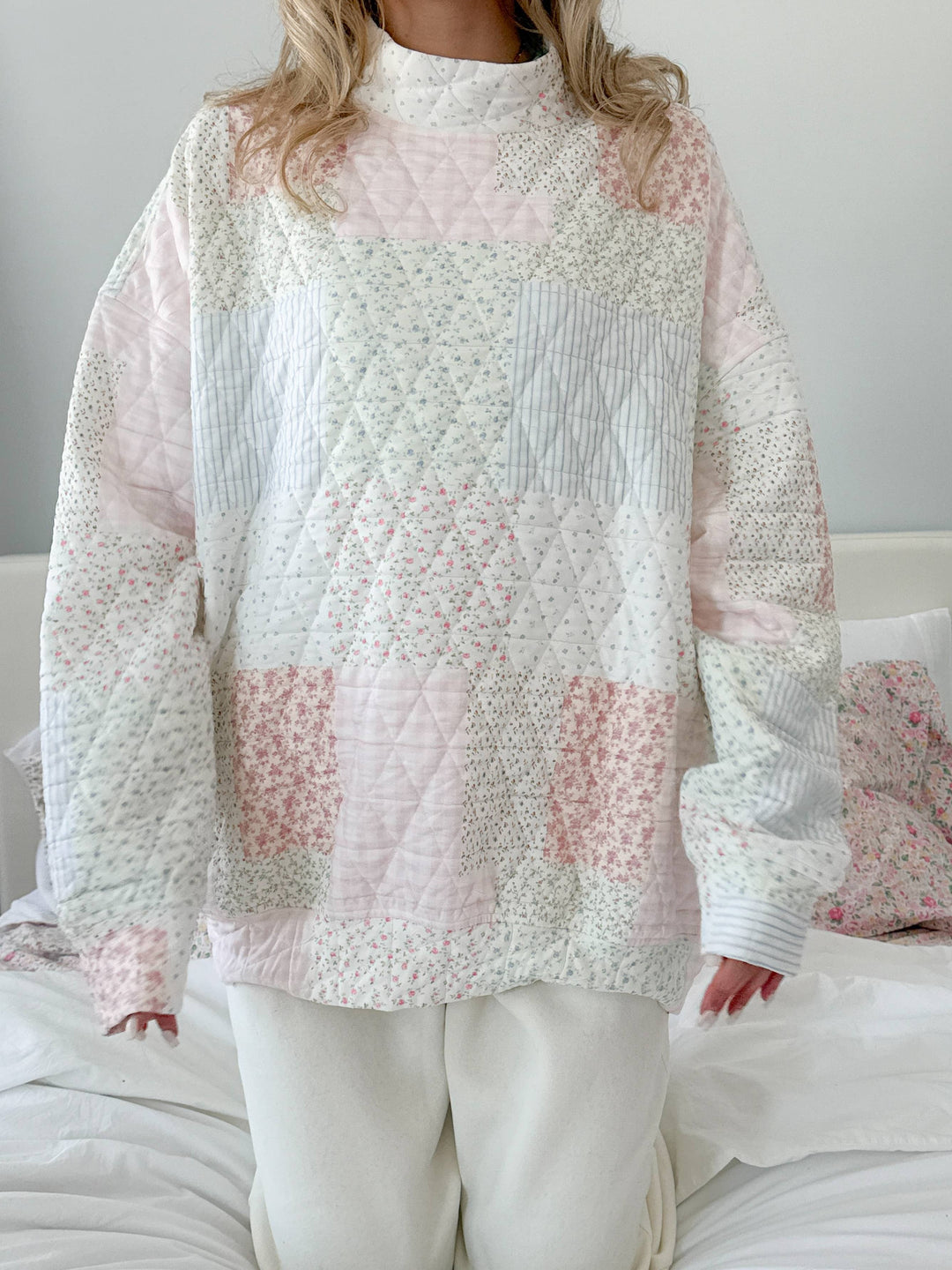 Quilted Pastel Mockneck