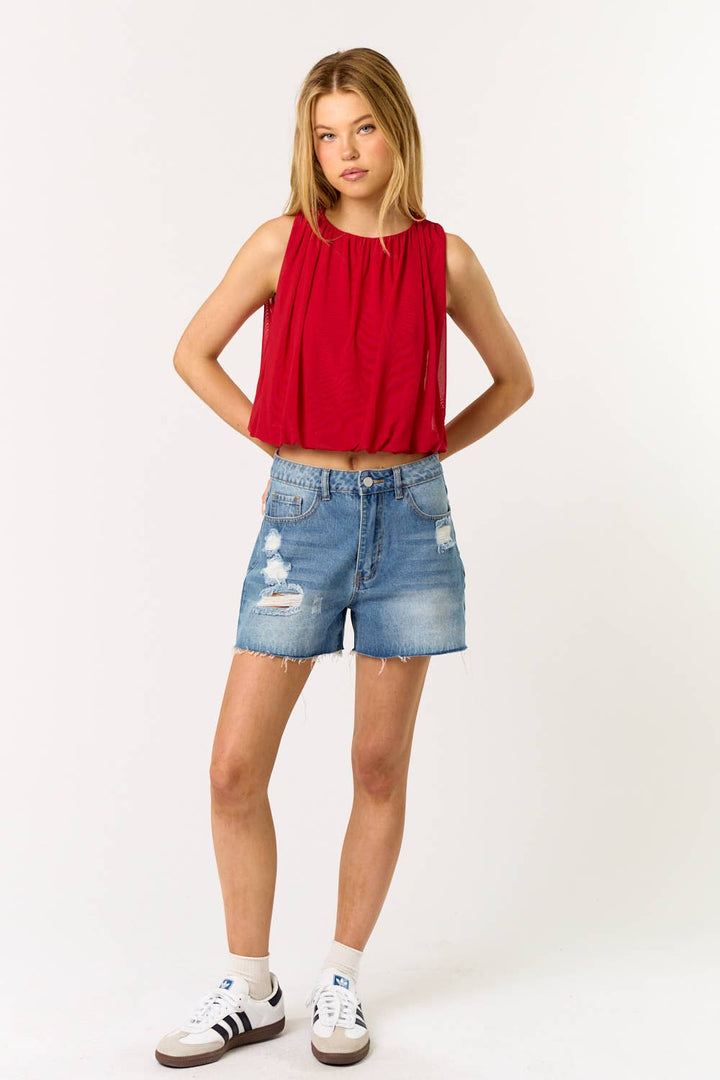 Mitsy Mesh Bubble Top