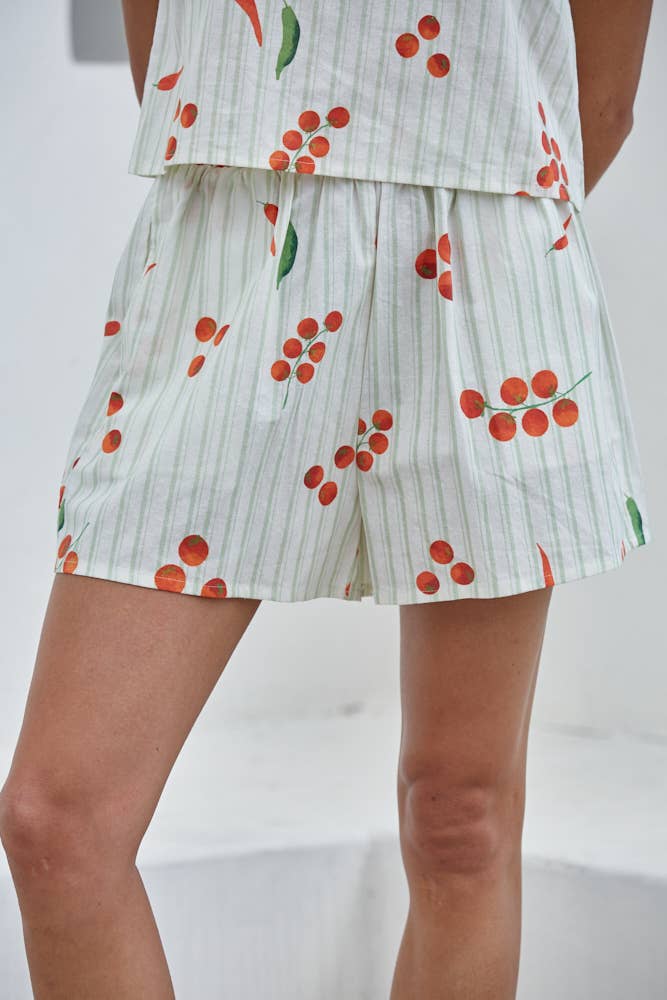 Roma Cotton Veggie Print Shorts