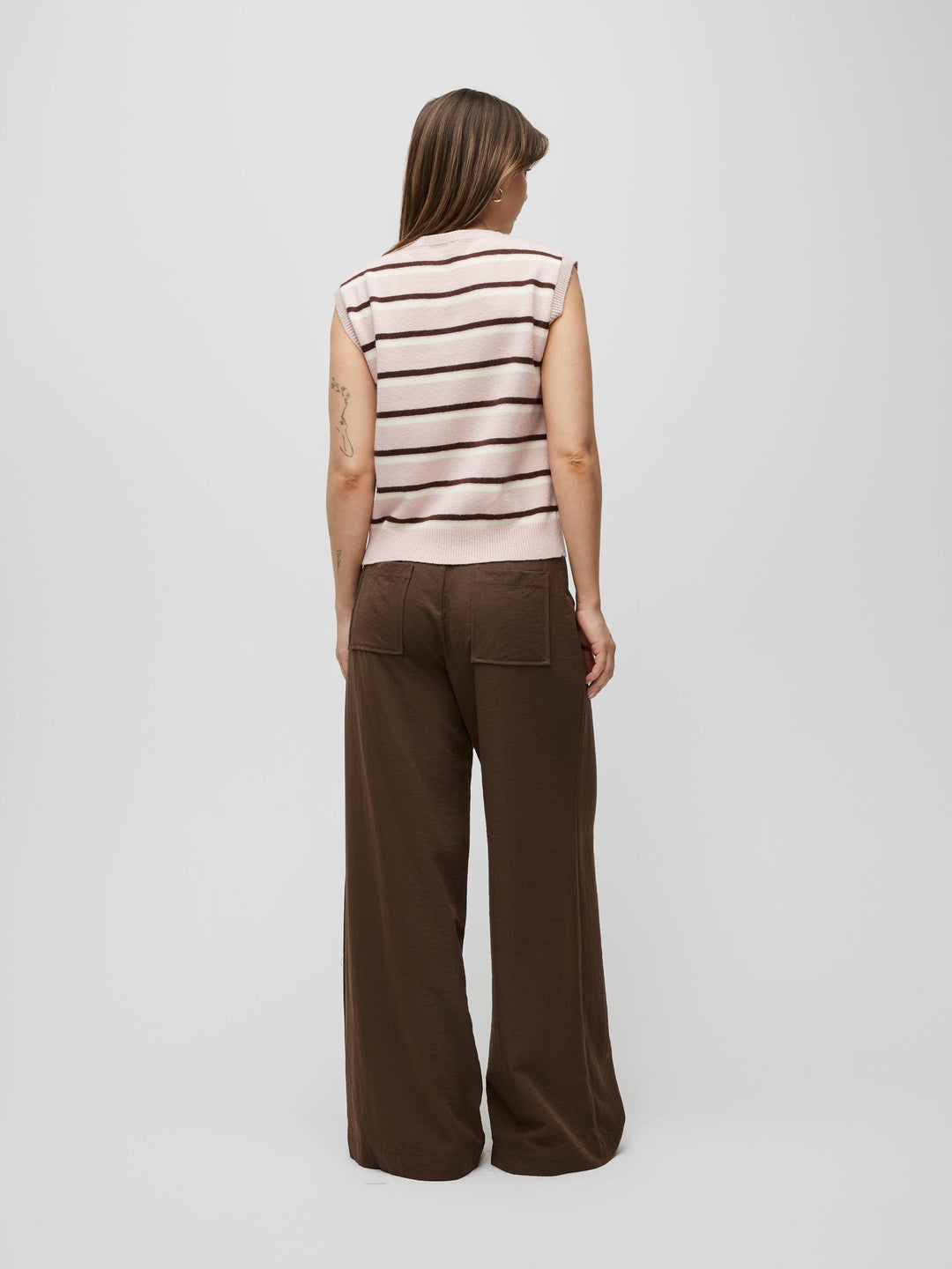 Emory Striped Sleeveless Cardigan