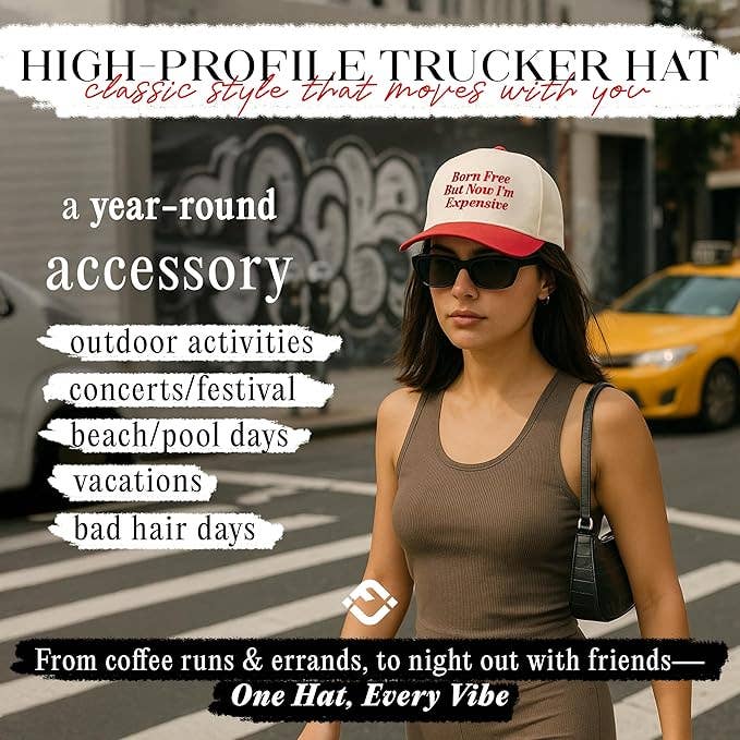 Born Free But Now I'm Expensive Hat - Red/Beige