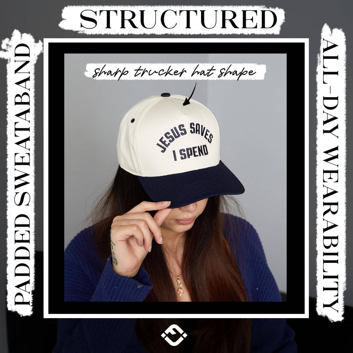 Navy - Jesus Saves I Spend Hat