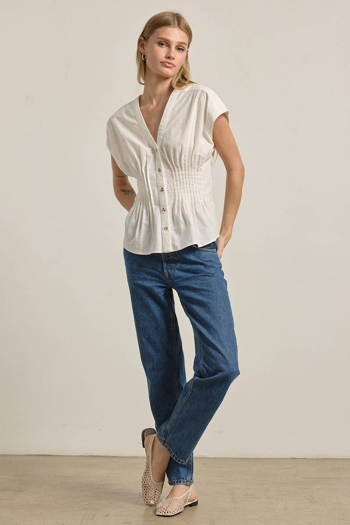 Layla Pleated Waist Cotton Blouse