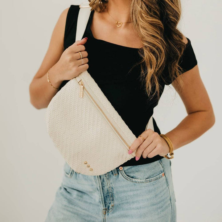 Claire Diagonal Woven Sling Bag