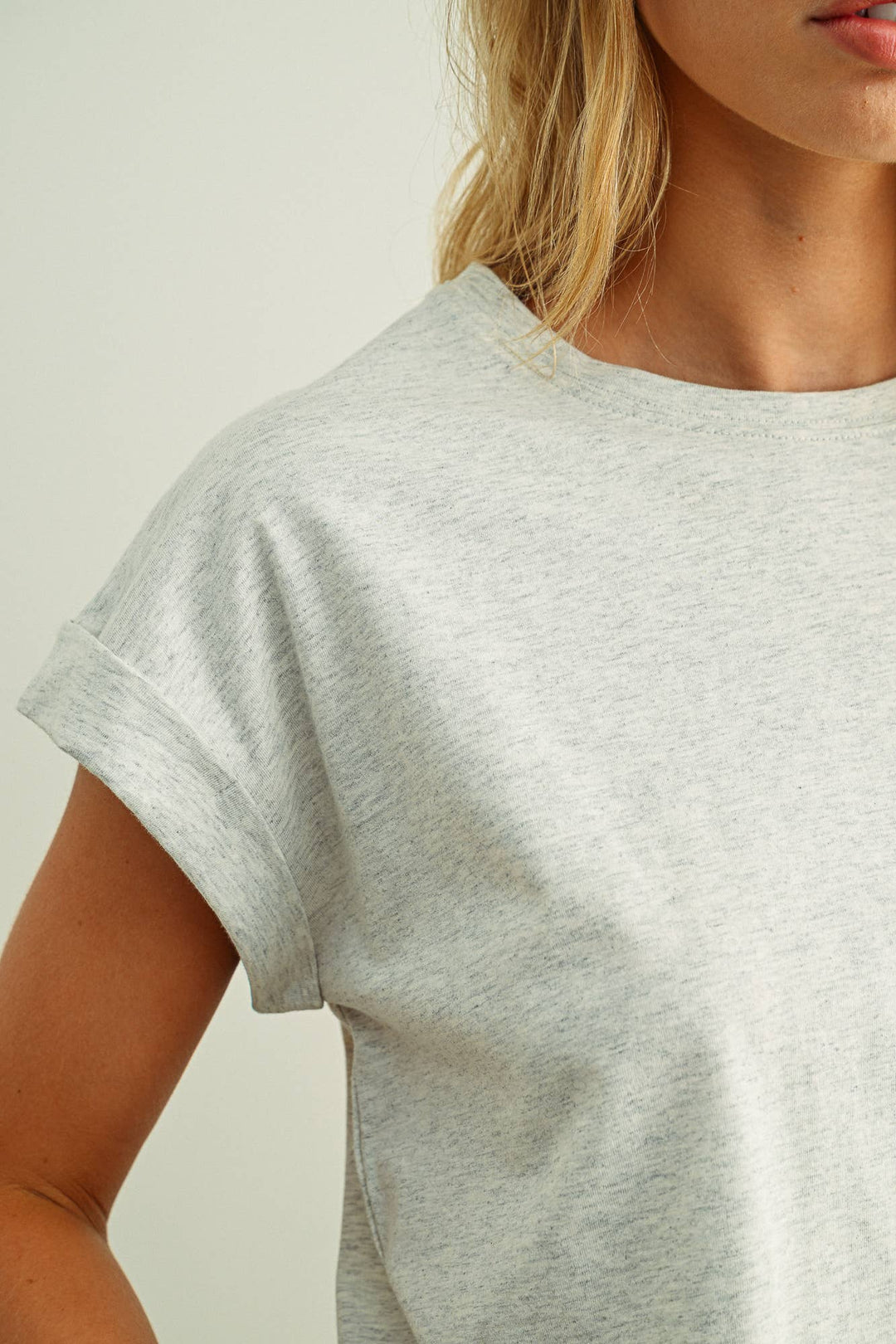 Crystal Cuffed Sleeve Tee