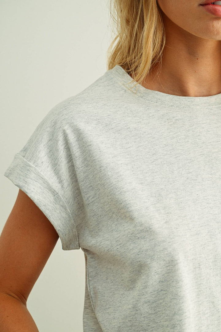 Crystal Cuffed Sleeve Tee