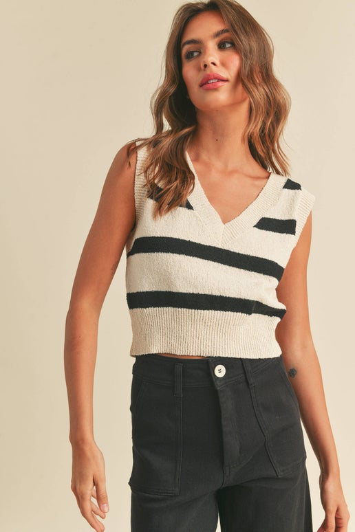 Monica Striped Sweater Vest