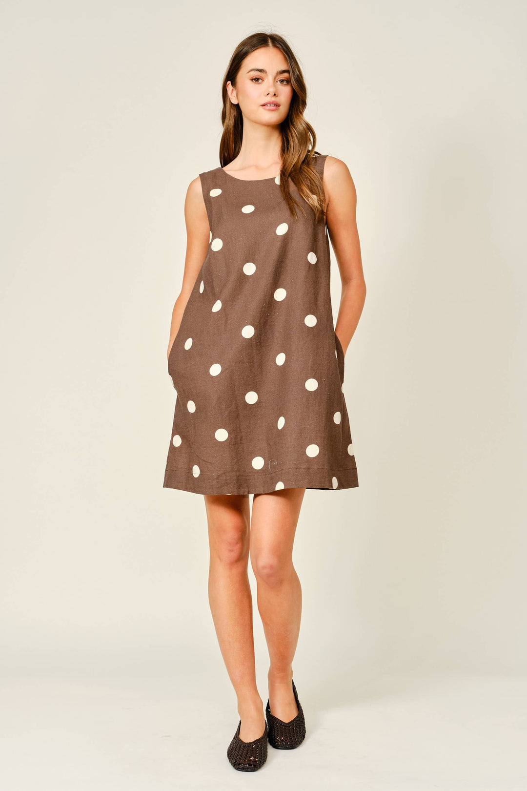 Vivian Linen Polka Dot Dress