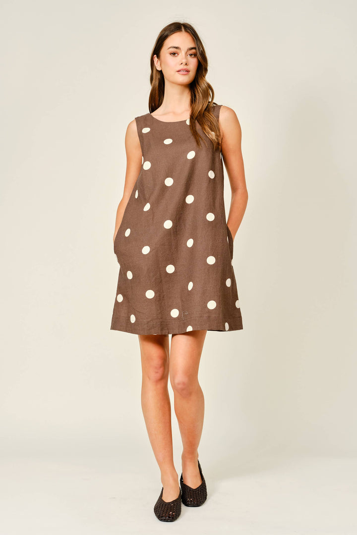 Vivian Linen Polka Dot Dress