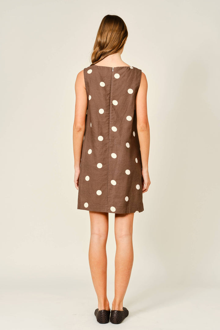 Vivian Linen Polka Dot Dress
