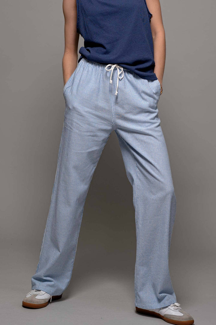 Sarina Pinstripe Drawstring Wide Leg Lounge Pants