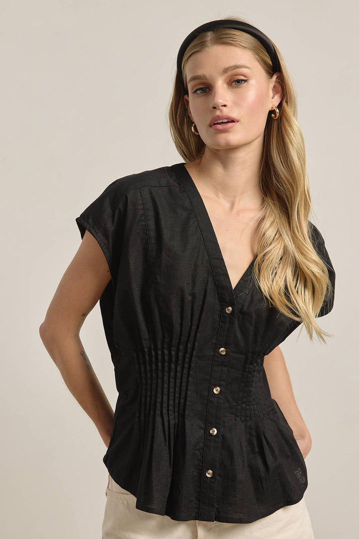 Layla Pleated Waist Cotton Blouse