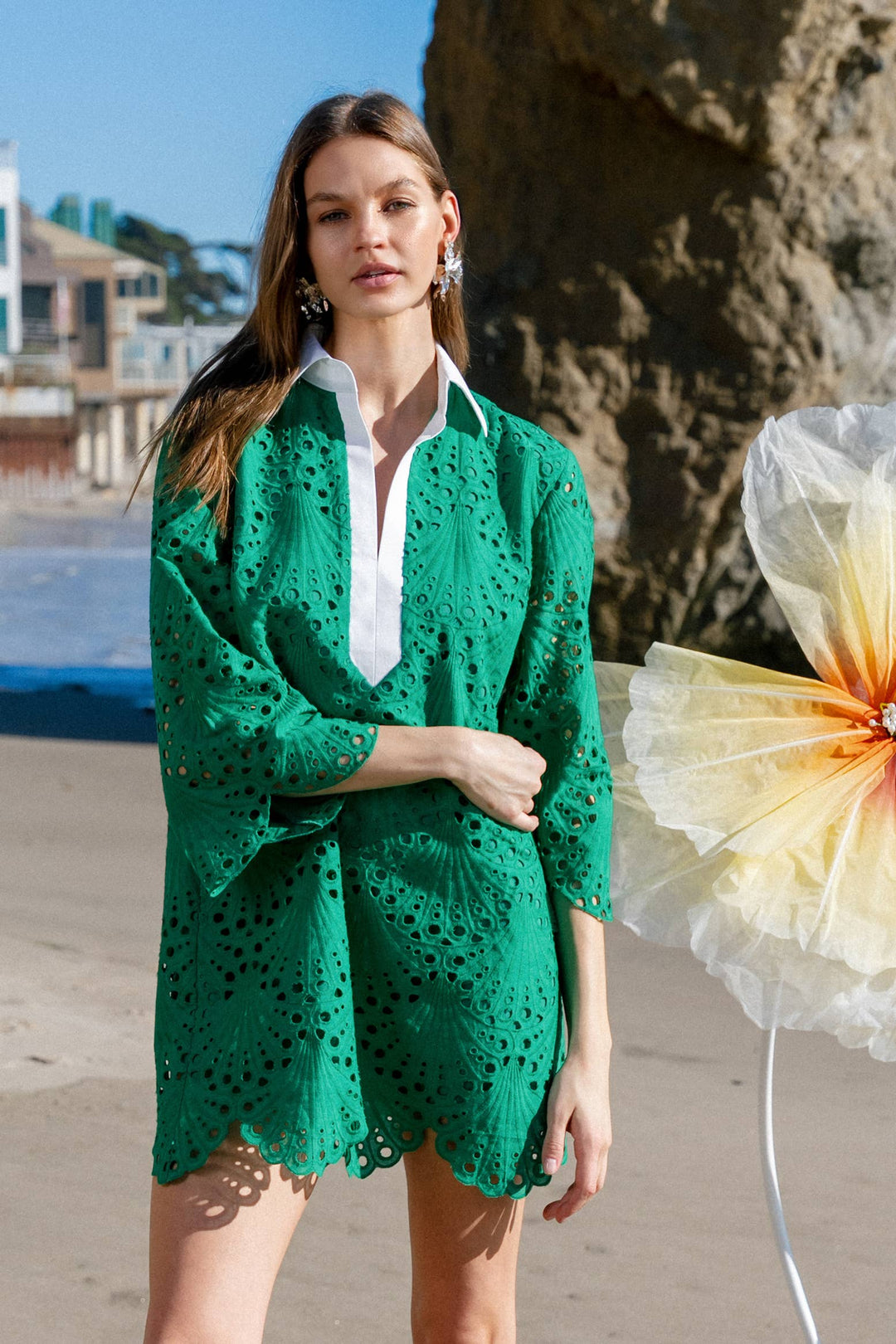 Jade Eyelet Shirt Dress