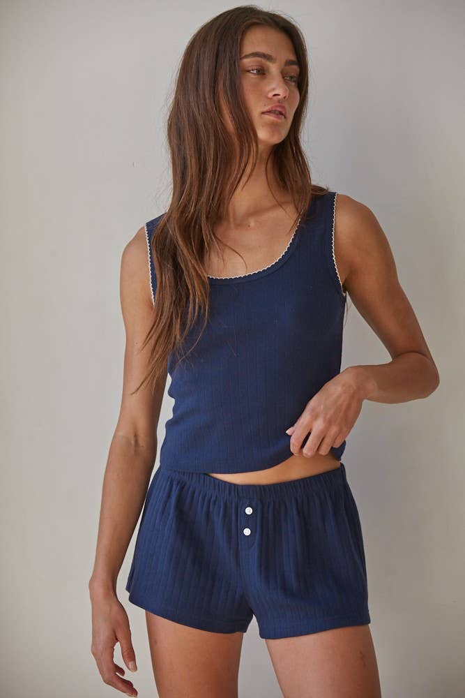 Mona Pointelle Ribbed Shorts