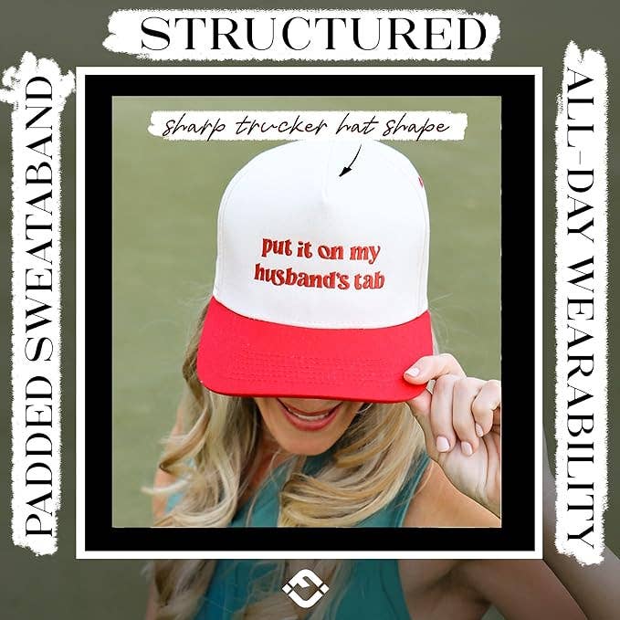 Put It on My Husbands Tab Hat - Red/Beige