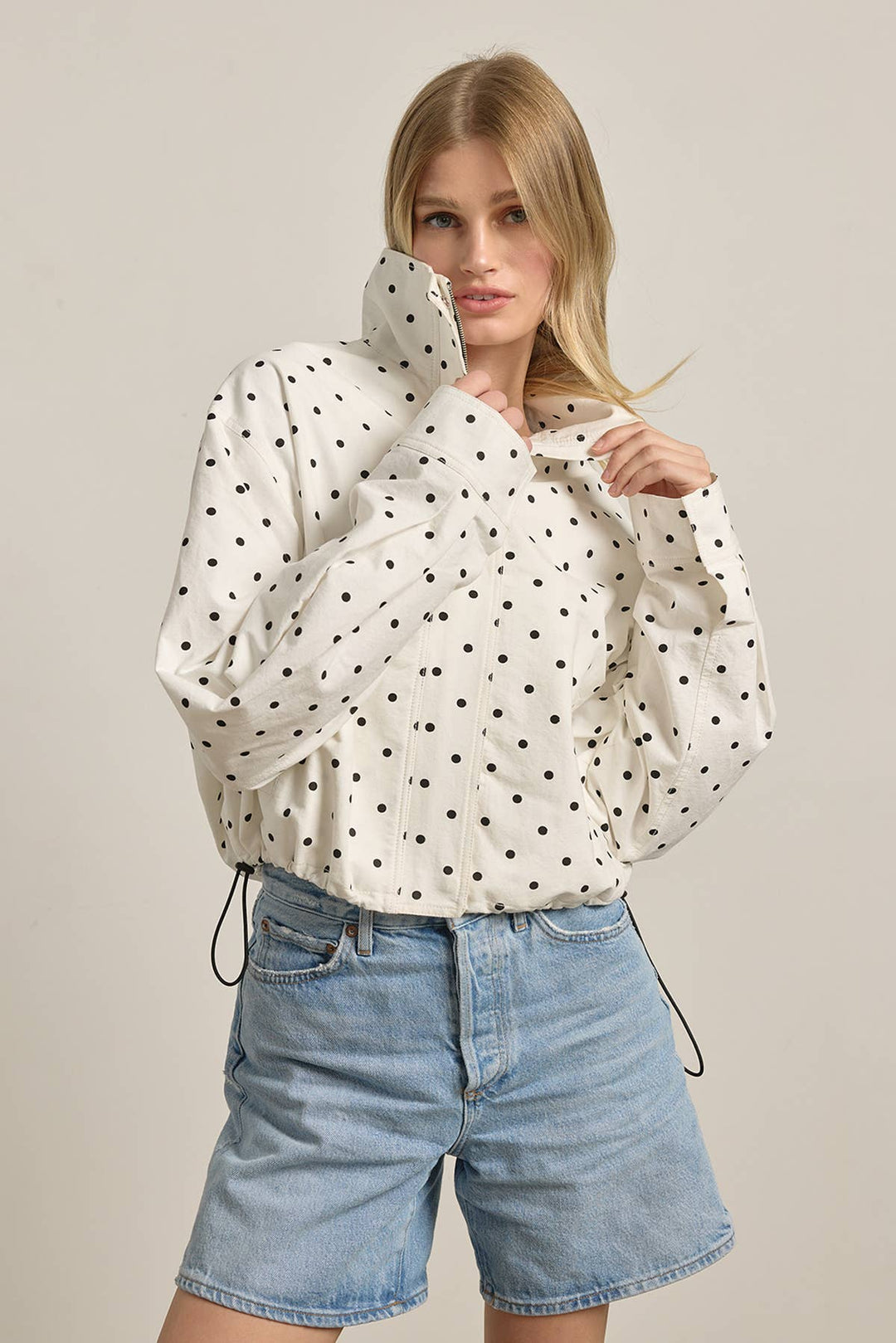Blane Polka Dot High Neck Jacket