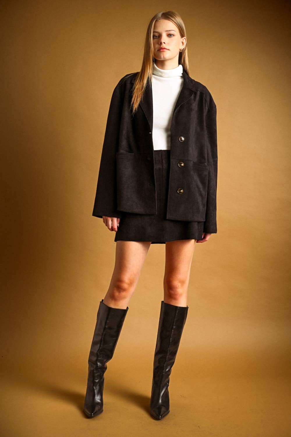 Tori Straight "Suede" Mini Skirt