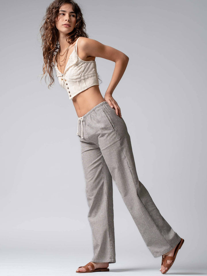 Sarina Pinstripe Drawstring Wide Leg Lounge Pants