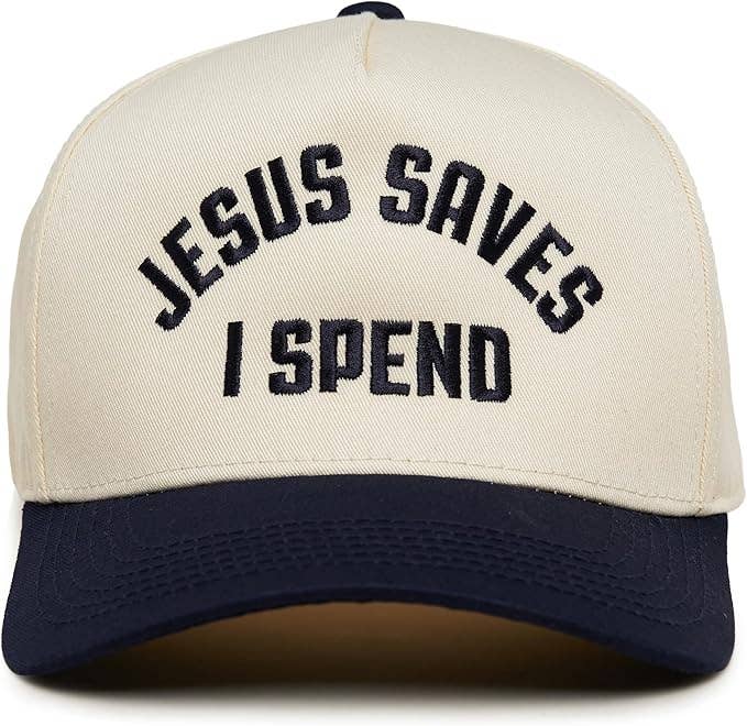 Navy - Jesus Saves I Spend Hat