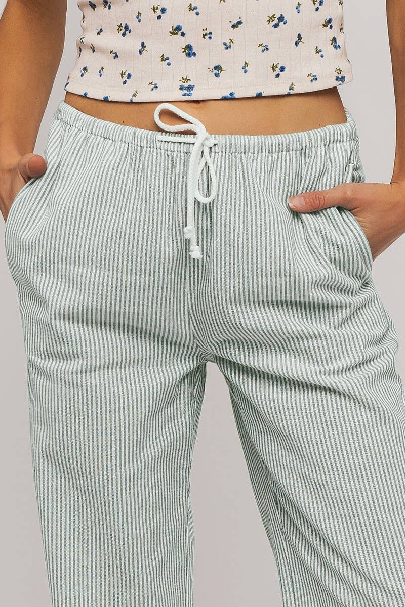 Sarina Pinstripe Drawstring Wide Leg Lounge Pants