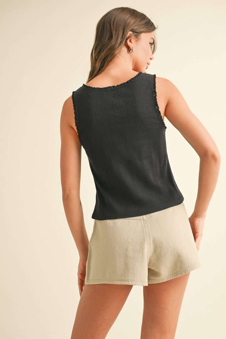 Cameron Pointelle Mini Ruffle Tank