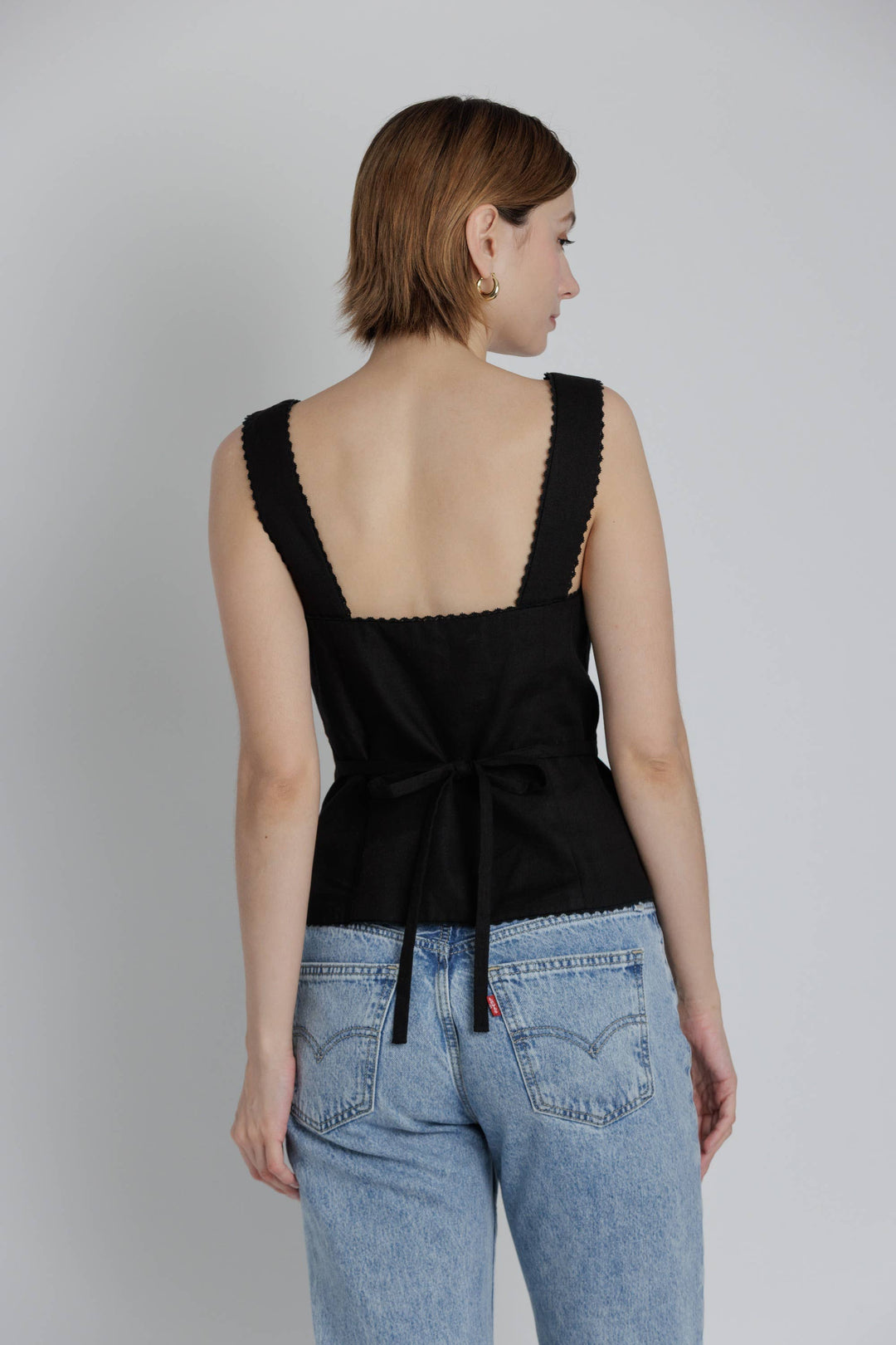 Aria Lace Trim Linen Top