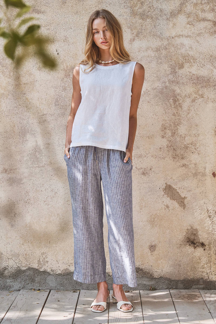 Superior Linen Wide-Leg Drawstring Pants