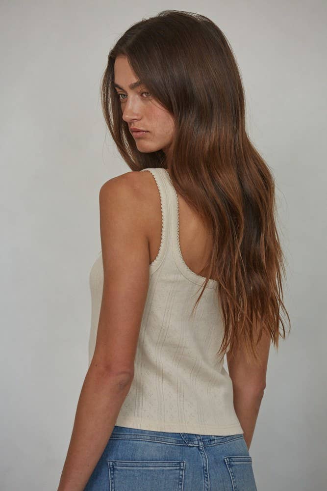 Nora Ribbed Lace Trim Tank
