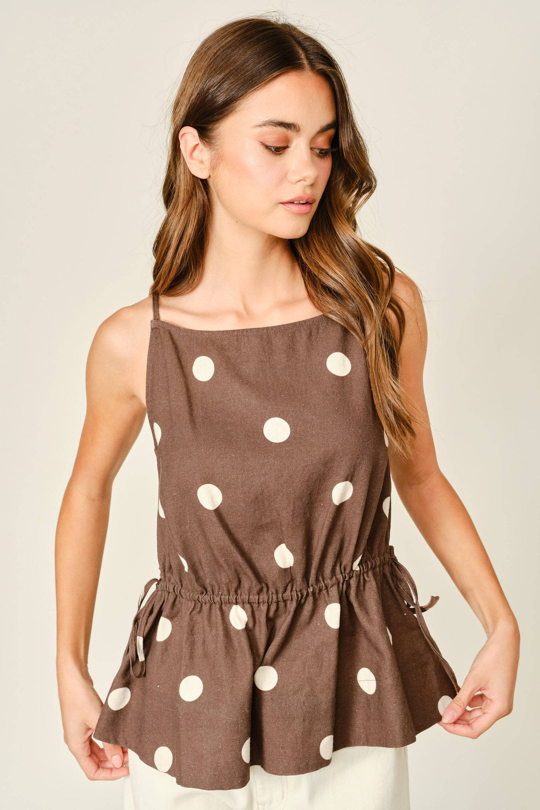 Kit Polka Dot Gathered Waist Top