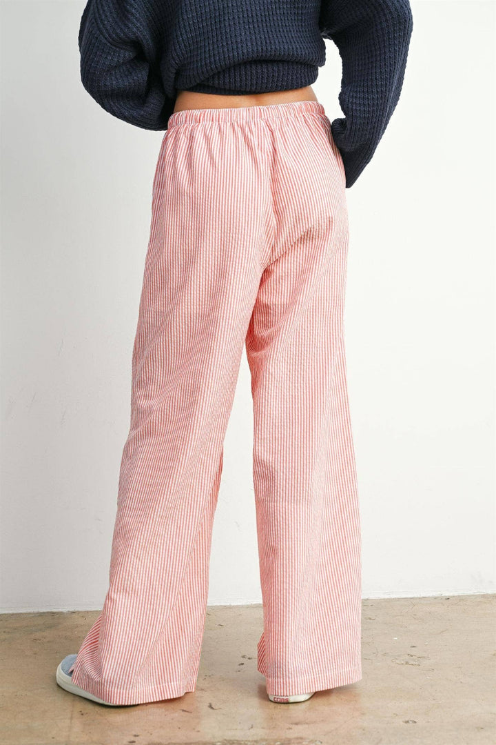 Finch Stripe Drawstring Pants - Red