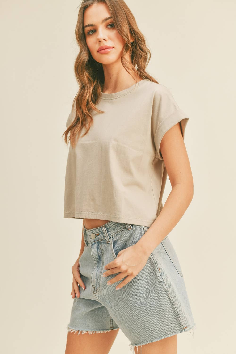 Crystal Cuffed Sleeve Tee
