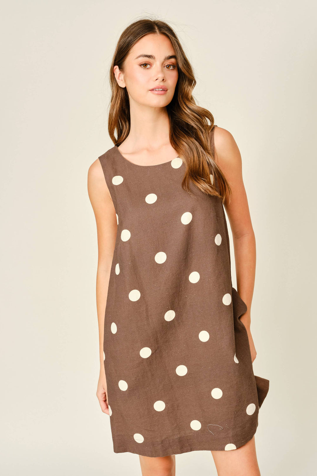 Vivian Linen Polka Dot Dress
