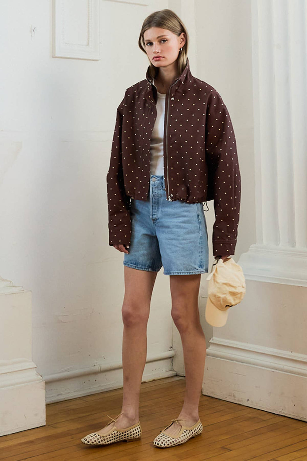 Blane Polka Dot High Neck Jacket