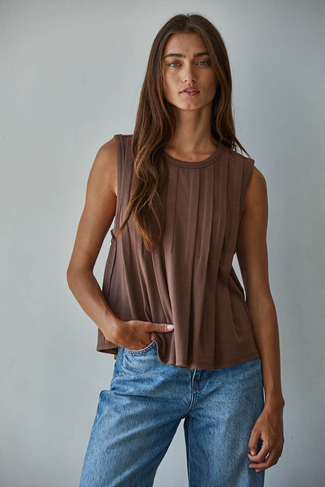 Chloe Jersey Pleated Front Tank