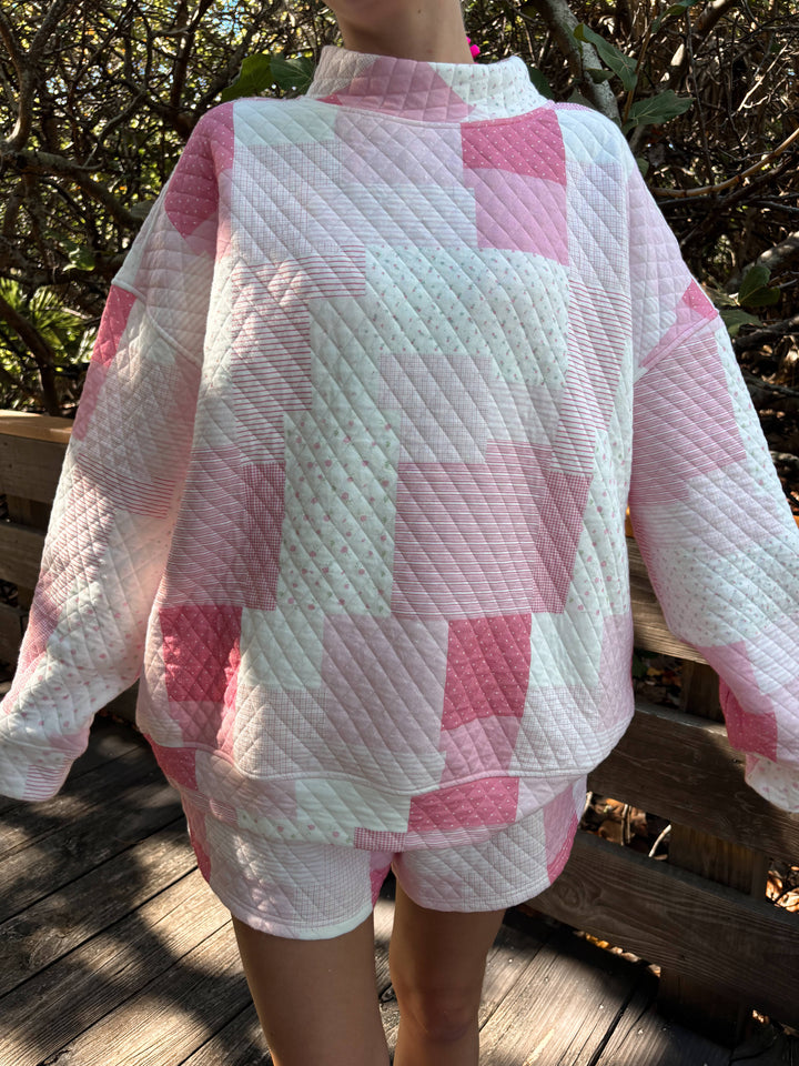 Quilted Margo Patchwork Mockneck Sweatshirt