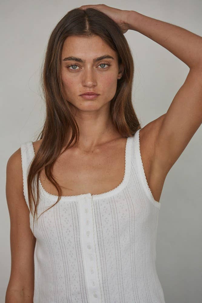 Nora Ribbed Lace Trim Tank