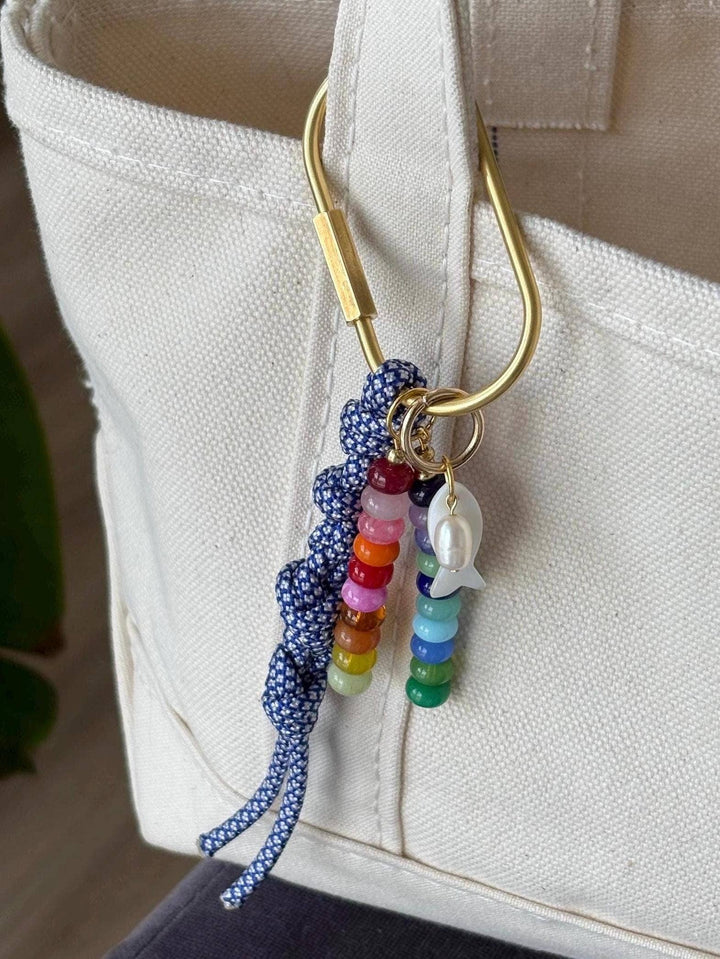 Handmade Bag Charm Keychains with Glass & Ceramic Beads